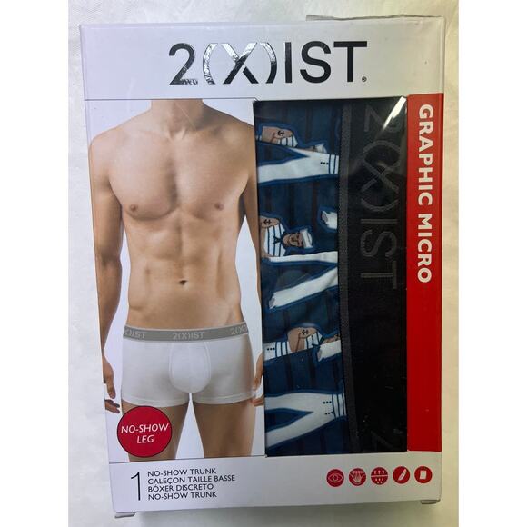 2XIST No Show Trunks Underwear Mens Teal Sailor Print Graphic Micro Size S - Picture 1 of 6